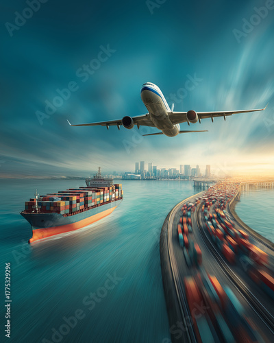 Global Transportation Network with Air, Sea and Road Logistics