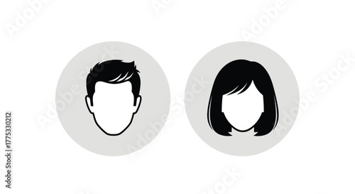 Male and Female Avatar Icons Simple Head Profiles for User Representation and Digital Identity