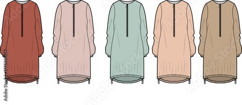Fashionable women's tunic tops in a variety of muted colors and styles