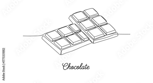 One Line Continuous Minimalist Chocolate Bar Illustration