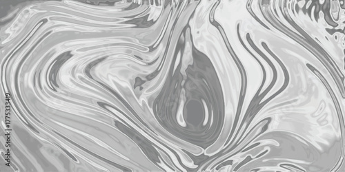 Abstract liquid marble texture background with swirling silver and grey fluid patterns and metallic sheen for design and branding