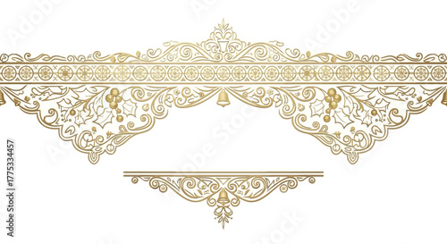 Ornate golden decorative elements featuring intricate floral and scrollwork designs, perfect for embellishment.