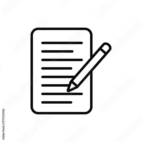 Pencil and paper line icon, writing and creativity concept