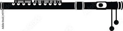 Find professional flute instrument black and white vector illustration eps silhouette