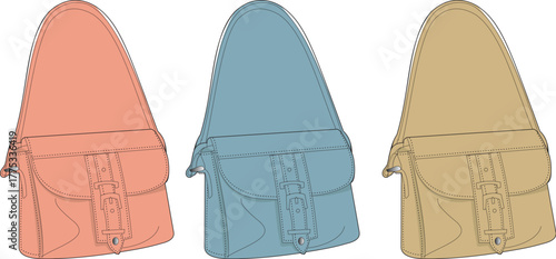 Set of three messenger bags in different colors, perfect for casual or professional use