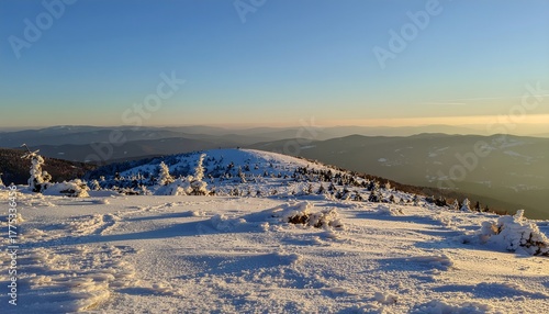 winter landscape in the mountains. Generative AI.