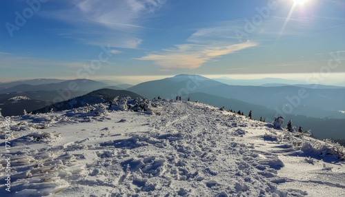 winter mountain landscape. Generative AI.