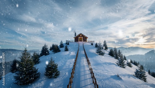 ski resort in winter. Generative AI.