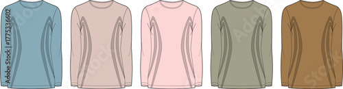Variety of long-sleeved t-shirts in various colors a casual wardrobe essential collection