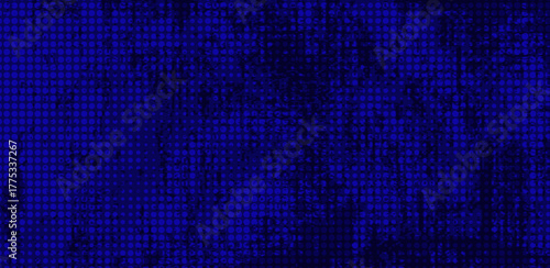This image displays a vibrant dark blue background featuring a pattern of closely spaced circles, creating a textured and somewhat distressed, dynamic visual effect