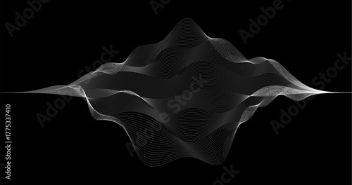 dynamic wave of Particles in grid on Black Background for Telecommunication Technology