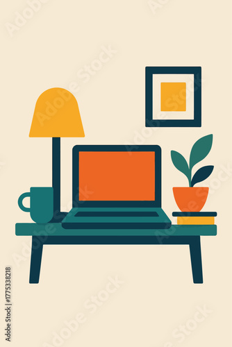 Cozy Home Office in Mid-Century Modern Style