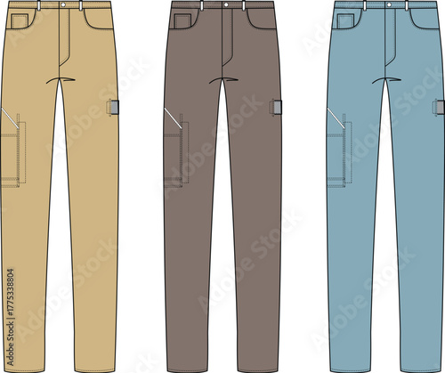 Collection of stylish work pants in various colors for casual and professional wear