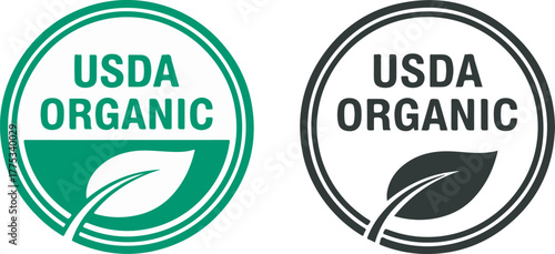 USDA Organic Certification Seal Vector Icon isolated on white background for labeling and packaging