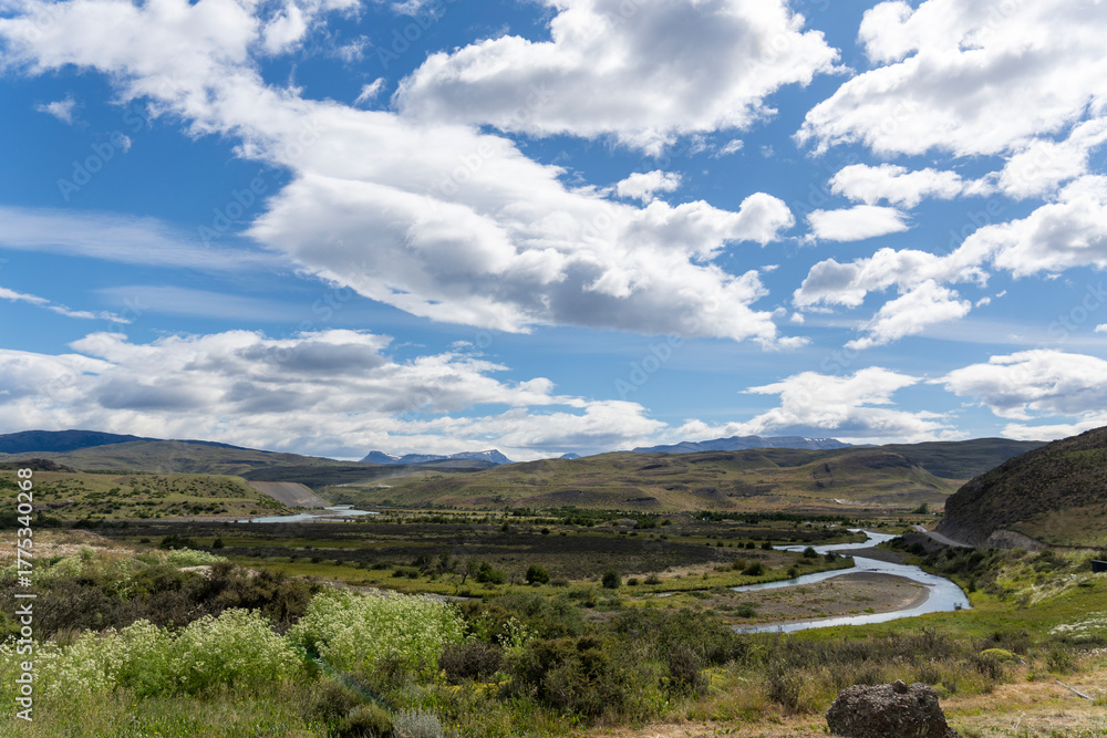 Naklejka premium View of the mountain landscape in the national park Torres del Paine, Patagonia, Chile, South America