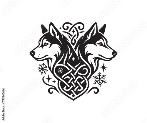 Alaskan Malamute Celtic Heart Tattoo | Tribal Dog Love Ornament Design