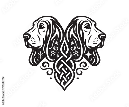 English Setter Celtic Heart Tattoo Design | Tribal Dog Love Art Illustration