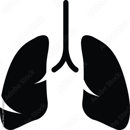 Breathing lungs solid icon, respiratory vector for health, medical care, and wellness design