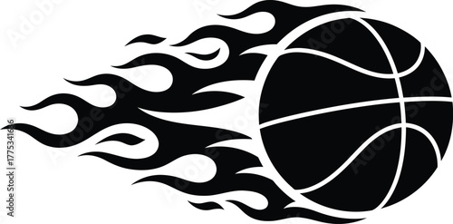 Basketball on fire vector illustration sports graphic design element eps silhouette