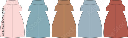 Colorful variations of stylish dresses displayed, showcasing diverse color options for elegant outfits