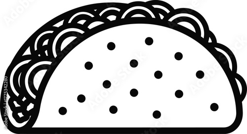 Taco vector illustration mexican food outline icon fast food drawing art eps silhouette