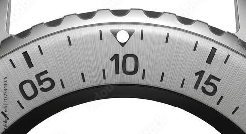 A vibrant, iridescent, circular metal object with intricate patterns etched onto its surface, displayed on a white background