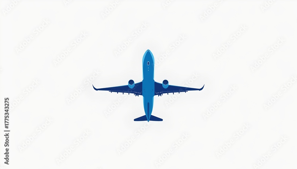 Obraz premium An illustration of a blue airplane with its wheels retracted against a plain white background