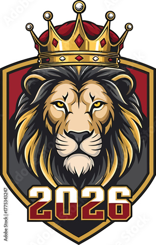 Happy New Year 2026 Lion Emblem