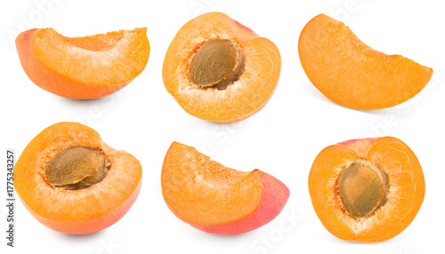 apricot fruits isolated on white background. clipping path