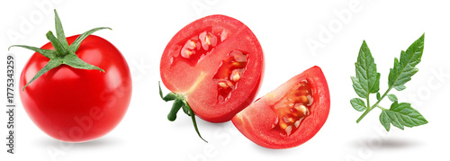 piece of fresh tomato isolated on white background. clipping path