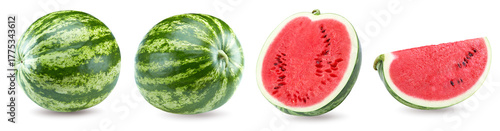 Sliced ripe watermelon isolated on white background. clipping path