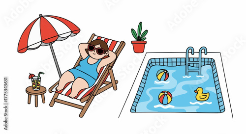 Relaxing by the pool on a sunny day