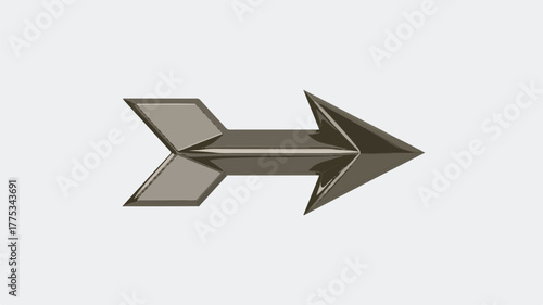 3D silver arrow icon vector illustration