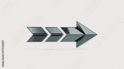 3D silver arrow icon vector illustration