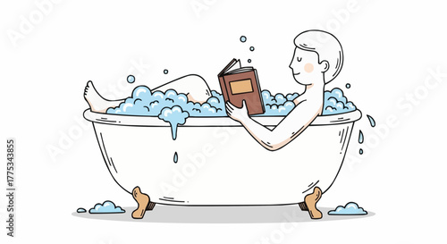 Relaxing in the bathtub.