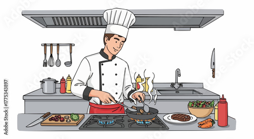 Chef cooking in the kitchen