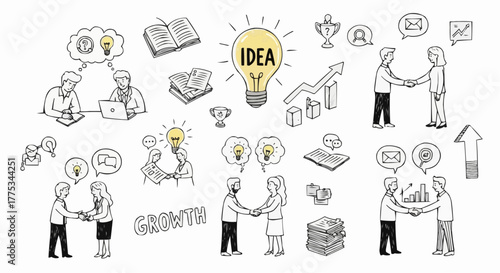 Business Idea doodles background.