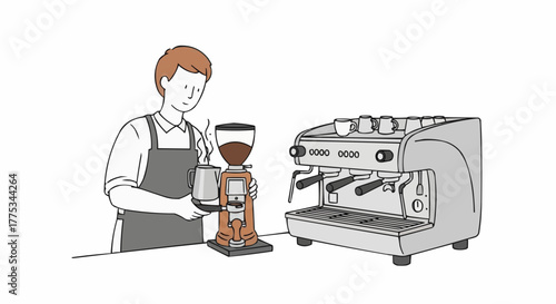Barista making coffee.