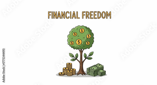 Financial freedom concept visualized as a tree