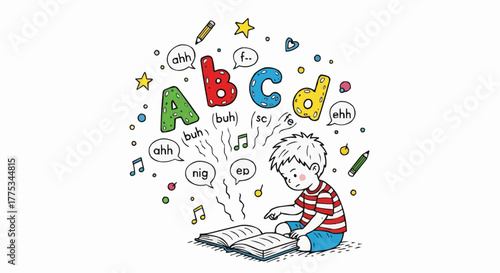 Kid learn the alphabet.