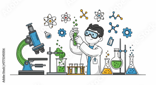 Scientist performing laboratory experiment.