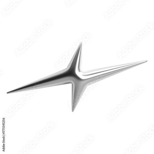 Futuristic Y2K 3d chrome metallic abstract shape with sharp spikes
