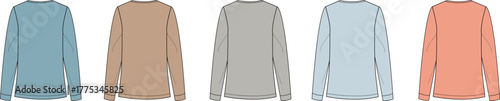 Collection of illustrated long-sleeve turtleneck shirts in a diverse palette of soft, muted colors. These comfortable and versatile pullovers are perfect for modern fashion and layering