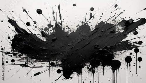 sparse black ink splatter on white background abstract grunge texture
