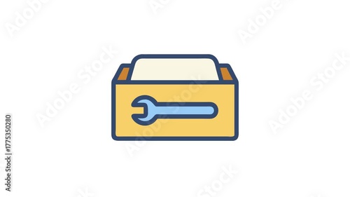 Wrench icon symbol in file box for repair service