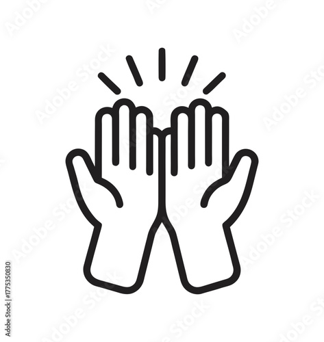 Vector illustration of two open hands reaching upwards in a gesture of success