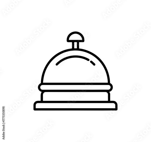 Simple line drawing of a vintage reception bell, hotel service symbol