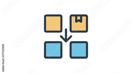 Box transfer process flow in simple cartoon style design