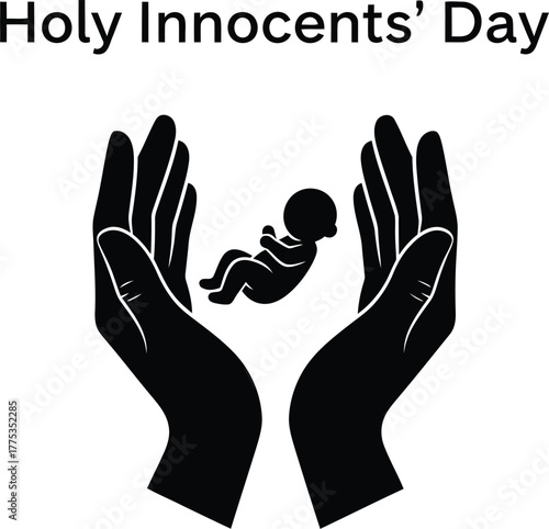Holy Innocents' Day illustration with baby and hand