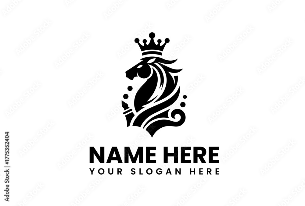Obraz premium Elegant Horse Logo with Crown for Branding and Identity Solutions